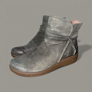 Dansko Women's Evelyn Green Ankle Leather Wedge Boots Shoes Sz 37/6.5-7